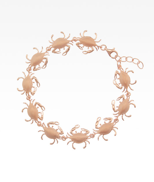 Satin Shell Rose Gold Crab Link Bracelet