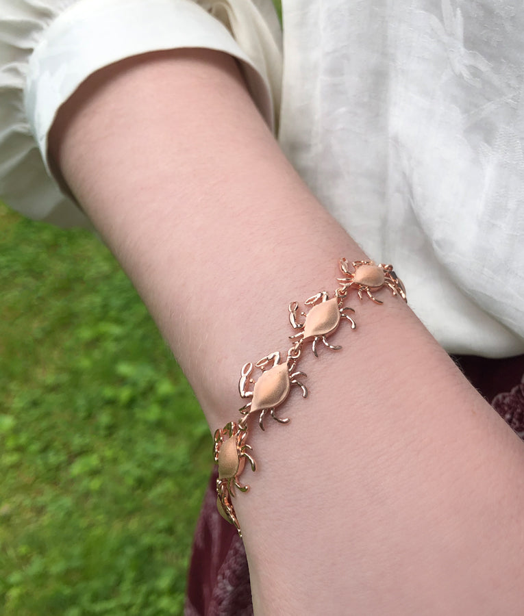 Satin Shell Rose Gold Crab Link Bracelet