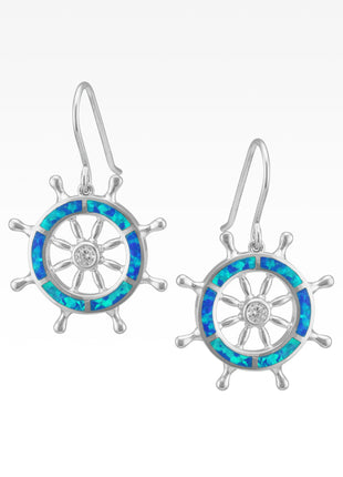 Opal Ship's Wheel Earrings