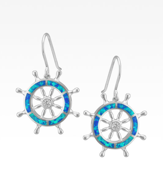 Opal Ship's Wheel Earrings