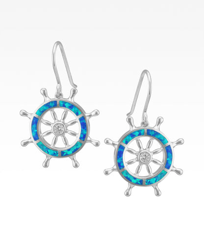 Opal Ship's Wheel Earrings