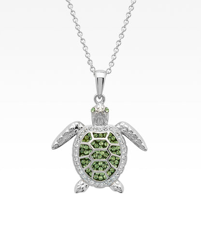 Green Crystal Turtle Necklace