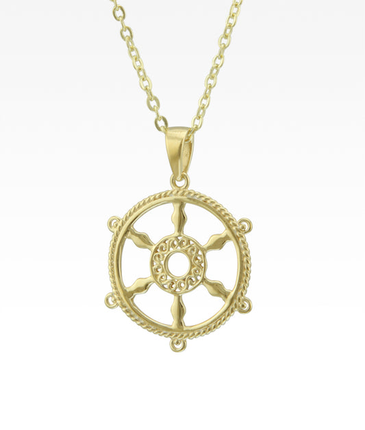 Harbor Sunset Ship's Wheel Necklace