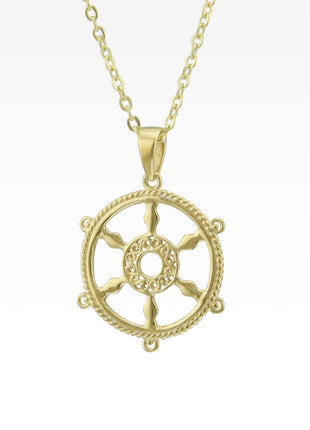 Harbor Sunset Ship's Wheel Pendant