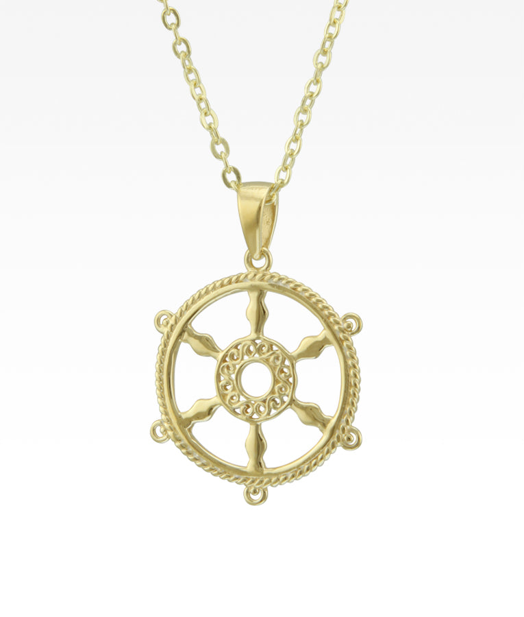 Harbor Sunset Ship's Wheel Pendant