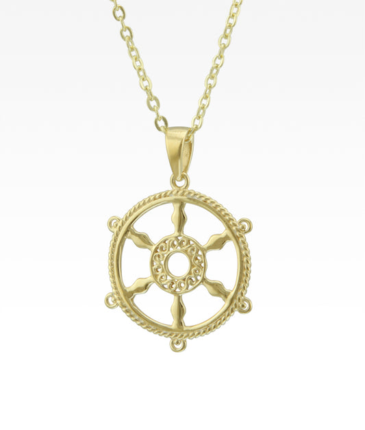 Harbor Sunset Ship's Wheel Pendant