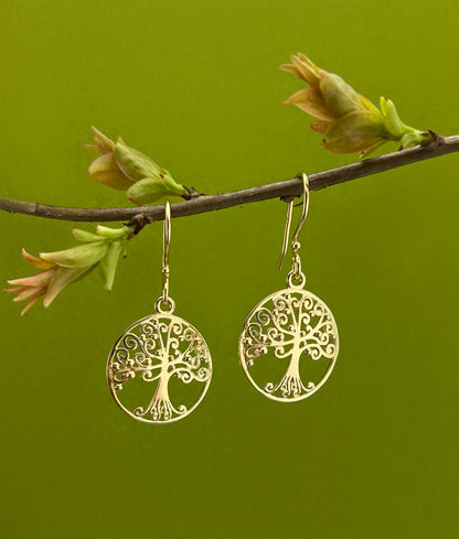 Gold Plate Tree of Life Earrings