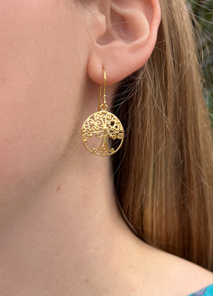 Gold Plate Tree of Life Earrings