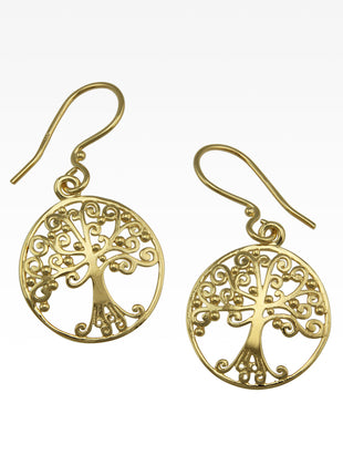 Gold Plate Tree of Life Earrings