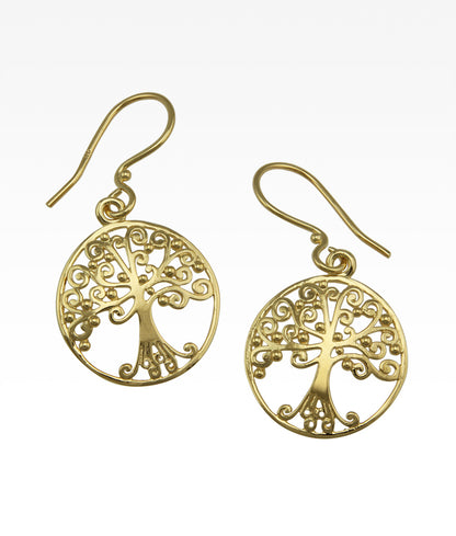 Gold Plate Tree of Life Earrings