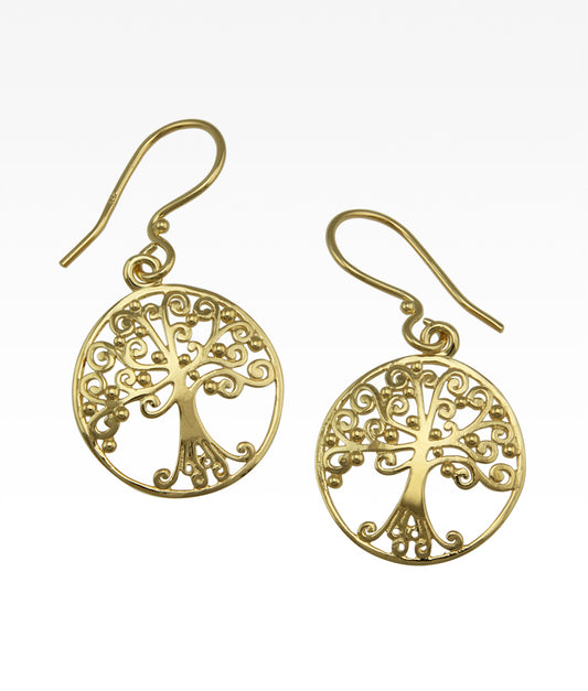 Gold Plate Tree of Life Earrings