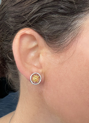 Gold and Silver Compass Rose Earrings