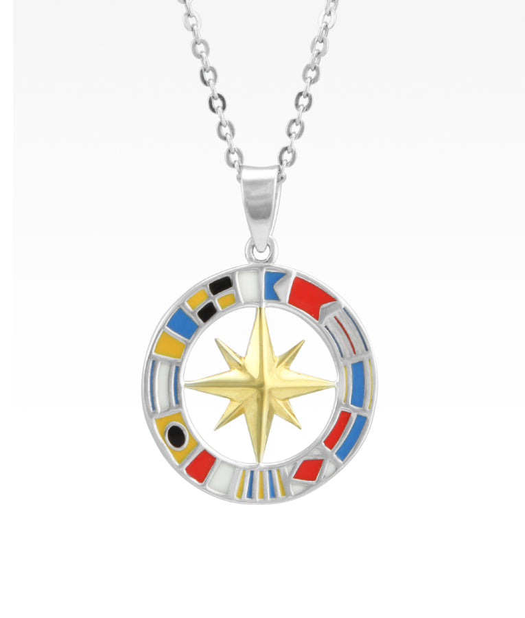 Signal Flag Compass Rose Necklace
