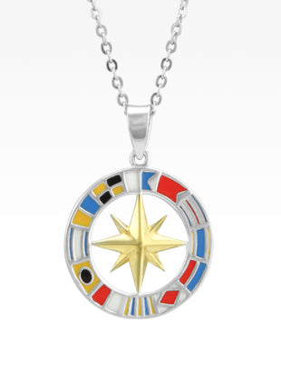 Signal Flag Compass Rose Pendant