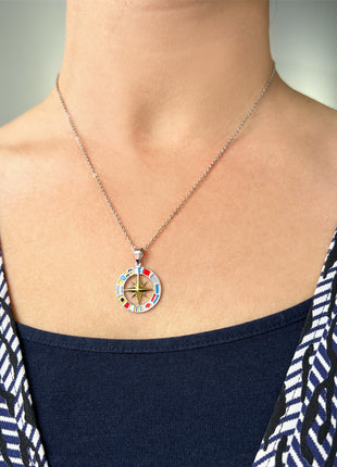 Signal Flag Compass Rose Pendant