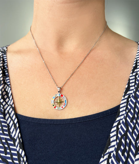 Signal Flag Compass Rose Pendant