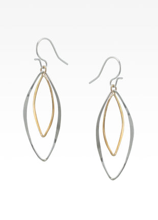 Double Marquis Drop Earrings - Two Tone
