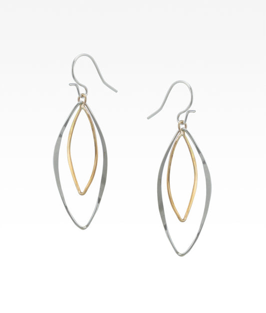 Double Marquis Drop Earrings - Two Tone