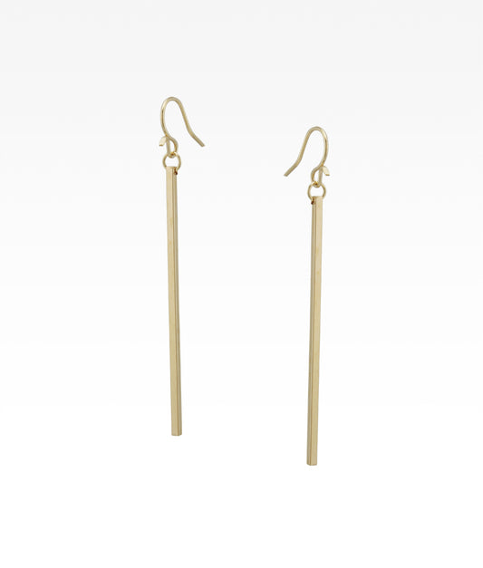 Long Bar Drop Earrings - Gold