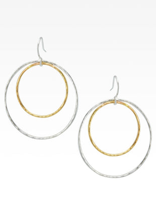 Double Circle Loop Earrings - Two Tone