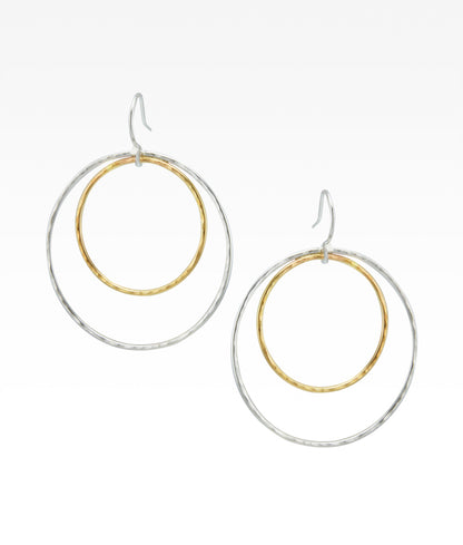 Double Circle Loop Earrings - Two Tone