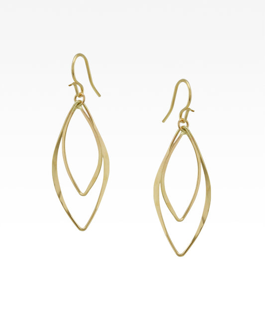 Double Marquis Drop Earrings - Gold
