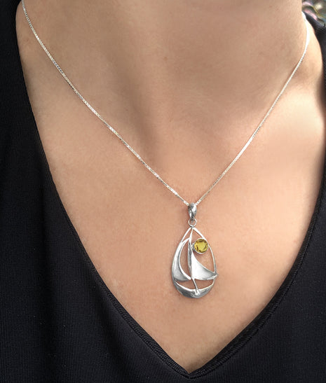 Citrine Sailboat Pendant