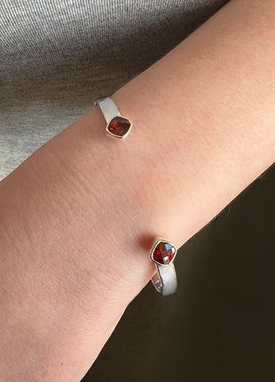 Double Square Garnet Cuff