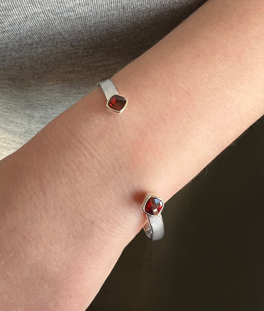 Double Square Garnet Cuff