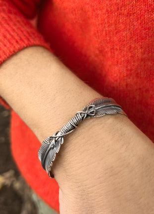 Feather Tied Cuff Bracelet