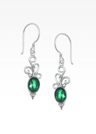 Green Quartz Swirls Drop Earrings