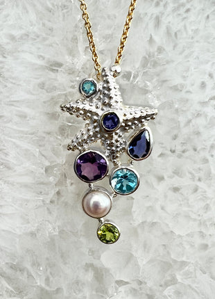 Multi Gem Starfish Pendant