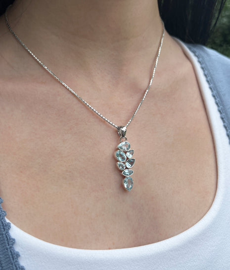 Blue Topaz Cluster Pendant