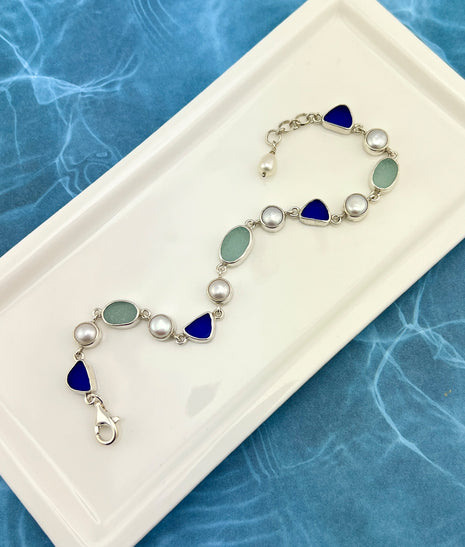 Sea Glass & Pearl Bracelet