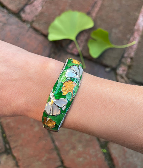 Enameled Ginkgo Bangle