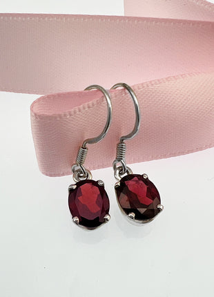 Garnet Faceted Oval Earrings