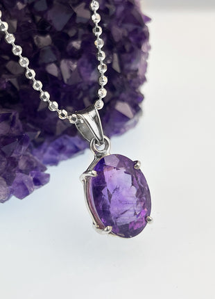 Amethyst Faceted Oval Pendant