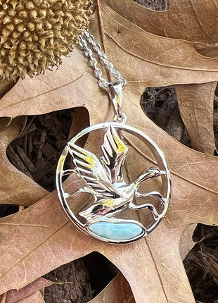 Mallard in Flight Larimar Necklace