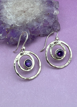 Amethyst in Circles Earrings