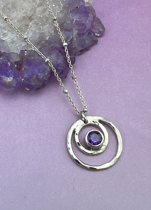 Amethyst in Circles Necklace
