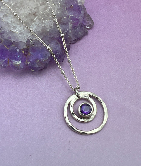 Amethyst in Circles Necklace