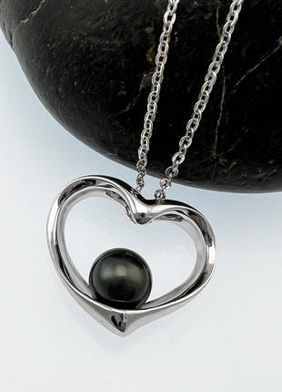 Heart with Black Pearl Necklace