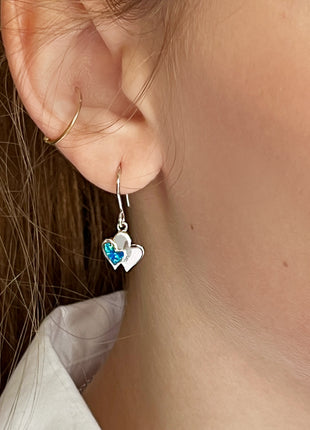 Opal Double Heart Earrings