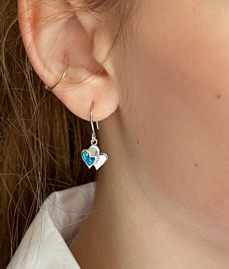 Opal Double Heart Earrings