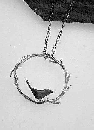 Circle Vine Bird Necklace
