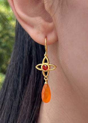 Carnelian Flower Earrings