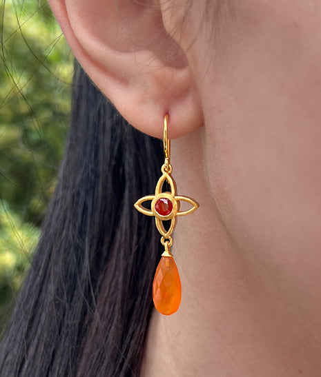 Carnelian Flower Earrings