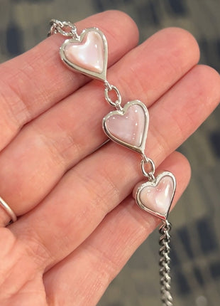 Pink Mother of Pearl Heart Bracelet