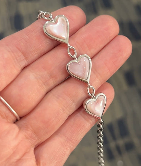 Pink Mother of Pearl Heart Bracelet