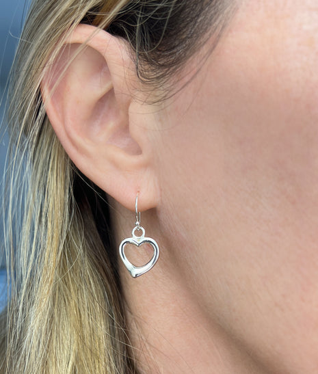 Open Heart Dangle Earrings